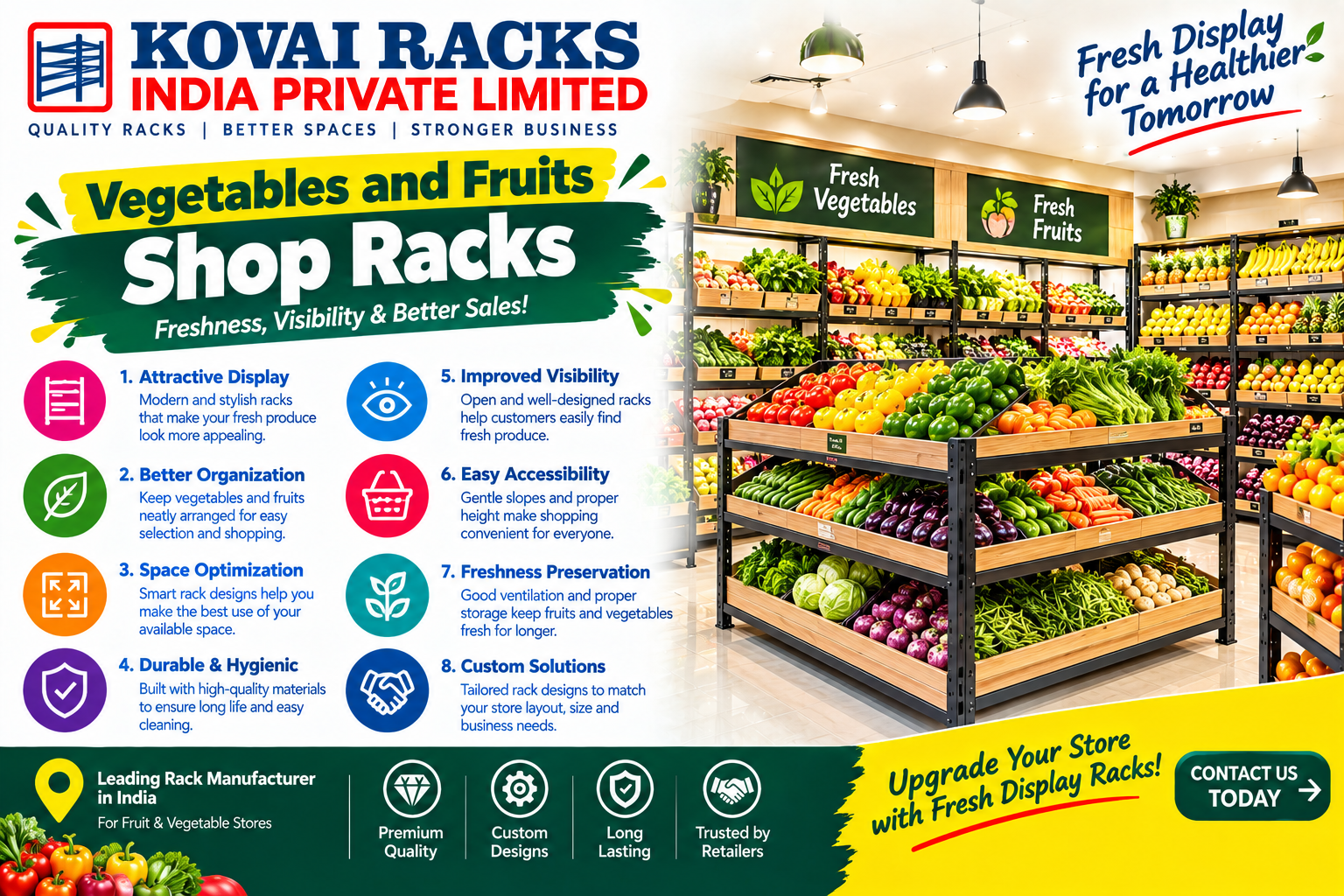 Best Vegetable and Fruit Shop Racks in Coimbatore for Modern Stores